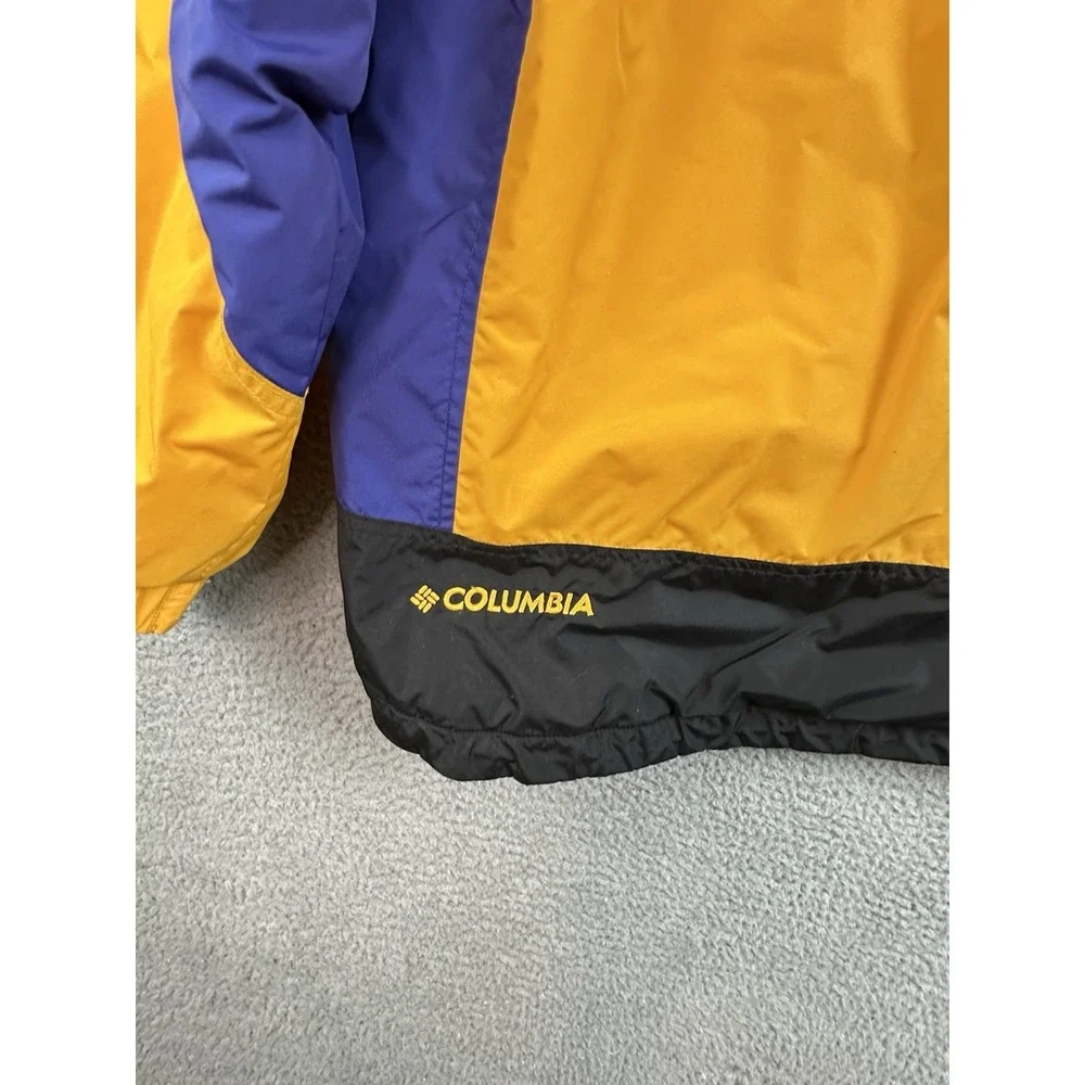 VTG Columbia Hooded Jacket Womens Medium Yellow Blue Black Full Zip Winter Ski